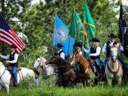 Color guard at re-dedication ceremony. Photo by Adam Fondren, RC Journal Staff