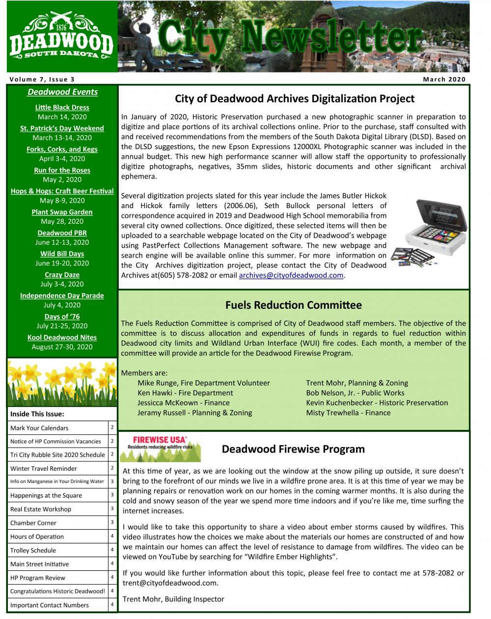 City Newsletters City of Deadwood South Dakota